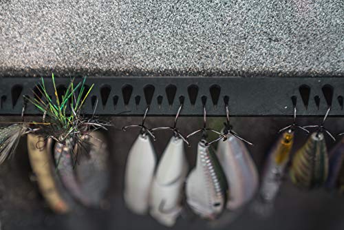 T-H Marine Fishing Lure Rack Tackle Titan – 14" Black – Holds 40+ Hook and Rig Lures – Tackle Storage Organizer with 20 Large & 22 Small Holes – Mounts with Screws or Tape – Compact Boat Use