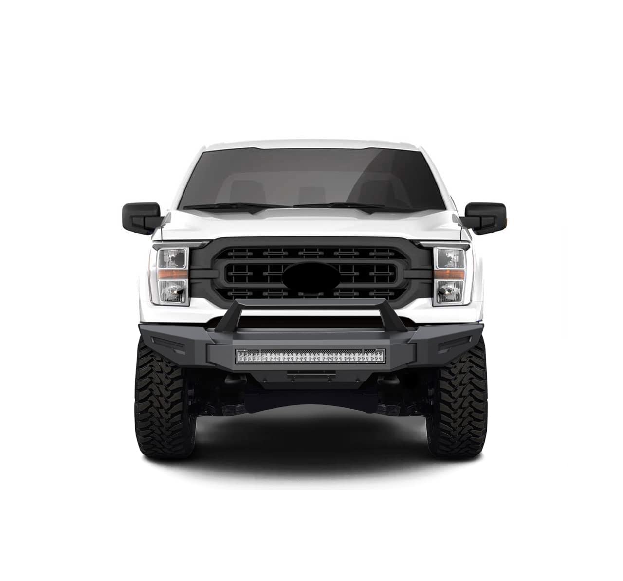 Heavy Duty Black Horse Armour II Modular Front Bumper Kit Matte Black Compatible with 2021-2023 Ford F-150 (Excl. 2022-2023 F150 Lightning EV)-AFB-F121-K2