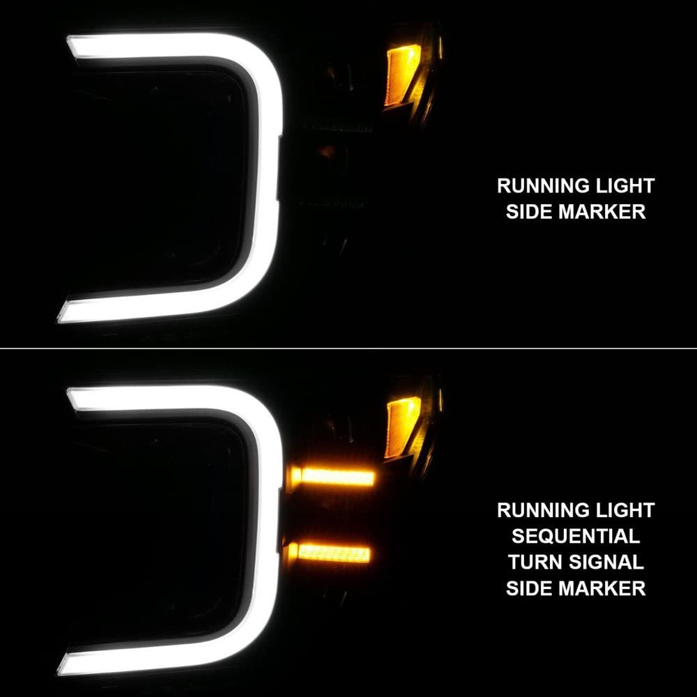 FORD F-150 ANZO USA 18-20 FULL LED PROJECTOR HEADLIGHT W/SMOKE BAR SEQUENTIAL SIGNAL BLACK HOUSING