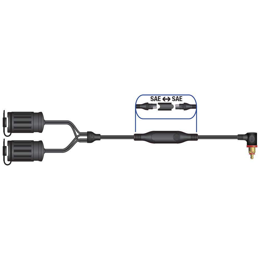 TECMATE Optimate O-36 Cable, Y-Splitter, Bike 90° Plug, 2 x AUTO Socket