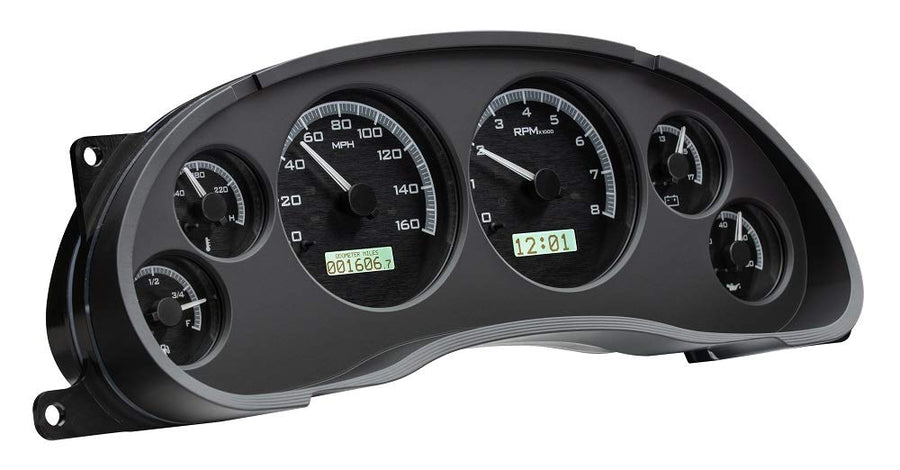 Dakota Digital VHX-94F-MUS-K-W Analog Dash Gauge System Compatible with 1994-2004 Ford Mustang Black Alloy Style White Backlighting