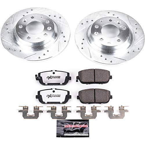 Power Stop Rear K2451-26 Z26 Carbon Fiber Brake Pads with Drilled & Slotted Brake Rotors Kit For Mazda MX-5 Miata 2006-2015 [Model Specific]
