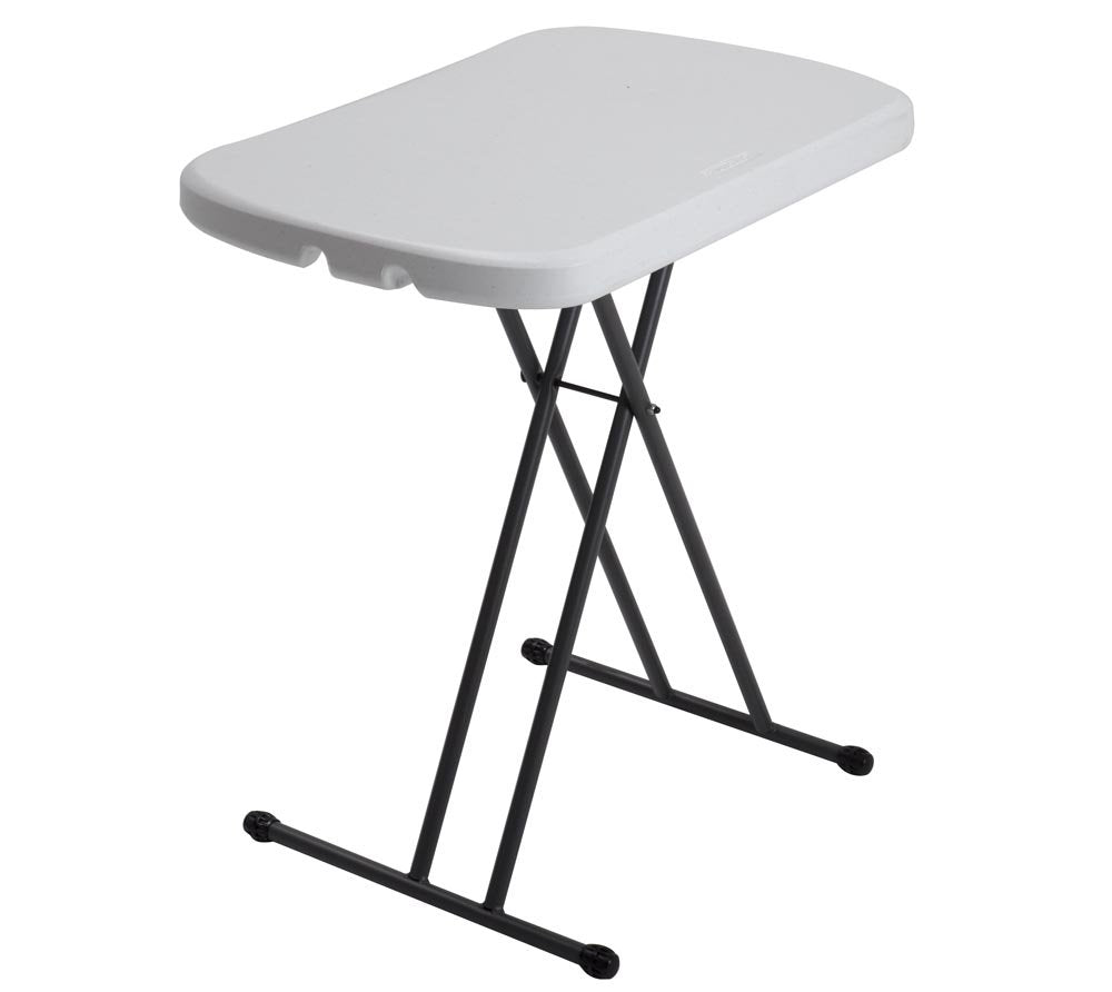 Adjustable LIFETIME 80251 Folding Laptop Table TV Tray, 26 Inch, White Granite