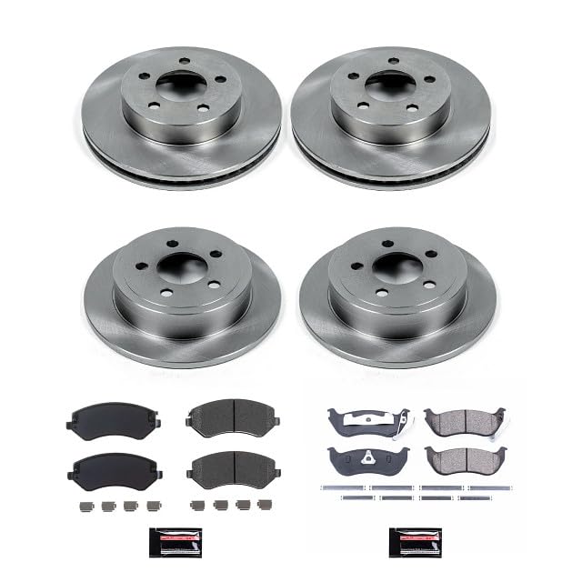 POWERSTOP Front and Rear KOE2162 Autospecialty Replacement Brake Kit Brake Rotors and Ceramic Brake Pads For 2003 2004 2005 2006 2007 Jeep Liberty