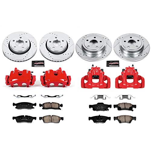 Power Stop Z23 KC5952 Sport Front & Rear Caliper Brake Kit Brake Rotor, Carbon-Fiber Ceramic Brake Pads and Brake Caliper For Dodge Durango 2011-2017, Jeep Grand Cherokee 2011-2016 [Model Specific]
