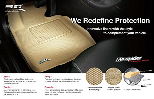 Second Row 3D MAXpider Custom Fit All-Weather Floor Mat for Select Honda Ridgeline Models - Kagu Rubber (Gray)