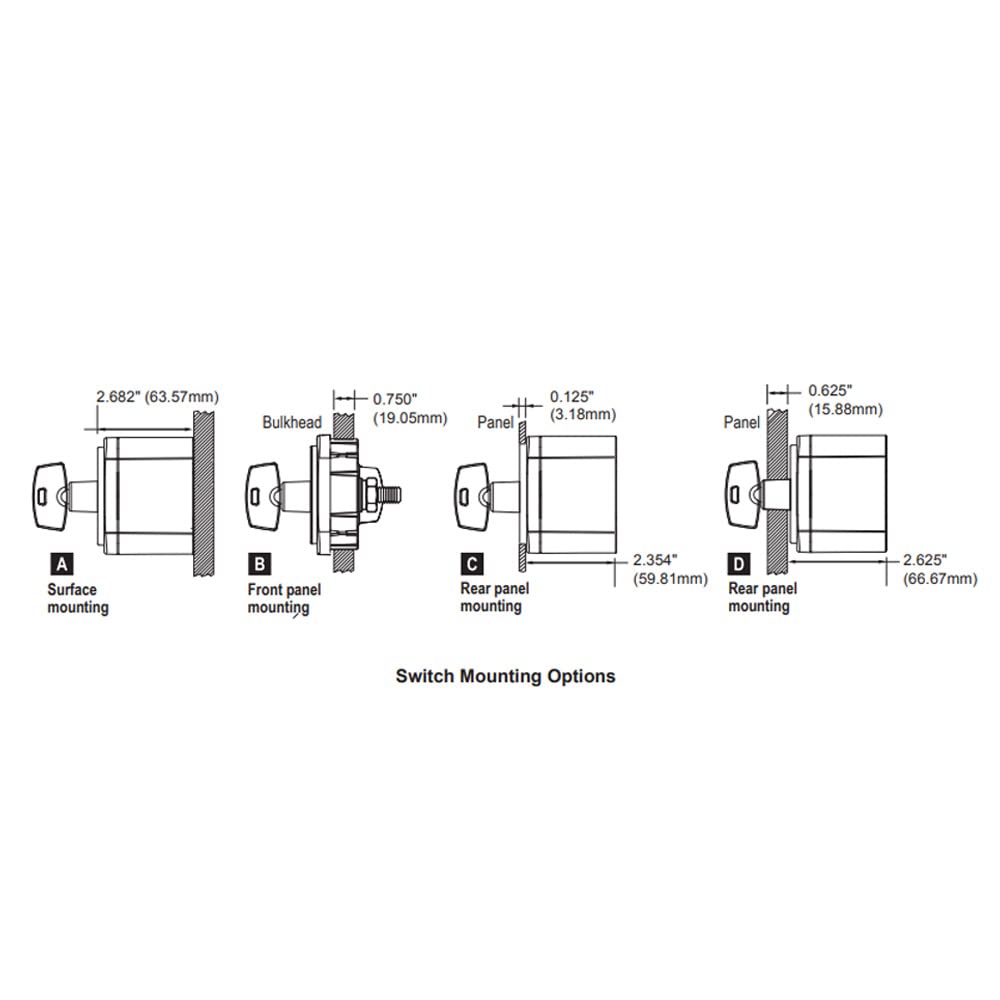 Battery Isolator Switch Blue Sea Systems 6005200 m-Series ON/OFF with Locking Key, Black
