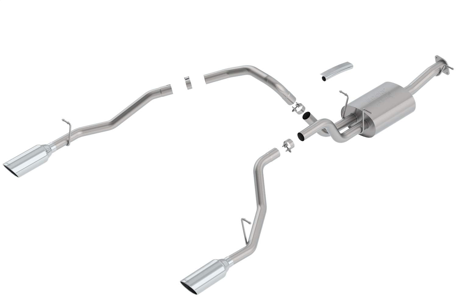BORLA Cat-Back 140753 Perf. Exhaust System for '19-'23 Ram 1500 V8 Incl. E-Torque Incl. Rebel & G/T Models (Exc. Classic) T-304 ATAK Sound Dual Split Rear Exit Single 5" Round Chrome Tips On Each Side