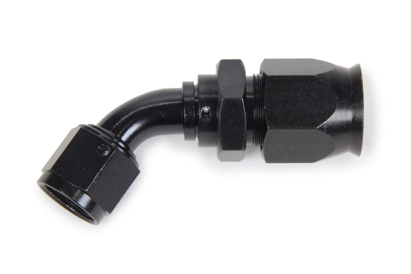 FRAGOLA Race-Rite Fitting, Hose End, PTFE Hose, 60 Degree, 10 an Hose to 10 an Female, Swivel, Aluminum, Black, Each