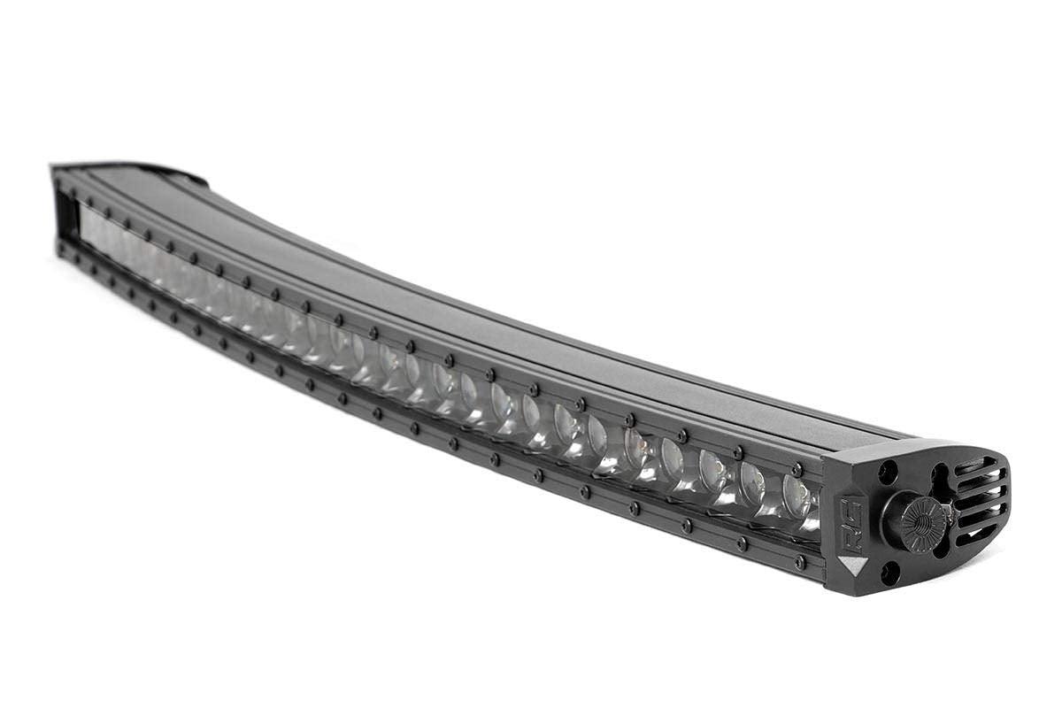 30" Curved LED Light Bar - Rough Country Black Series with Cool White DRL, 150W, Spot Beam