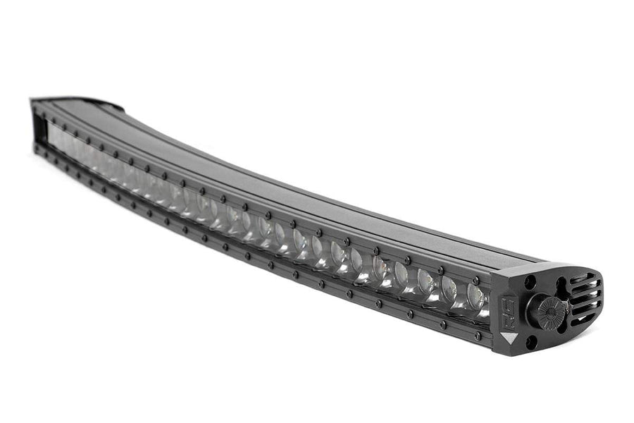 30" Curved LED Light Bar - Rough Country Black Series with Cool White DRL, 150W, Spot Beam