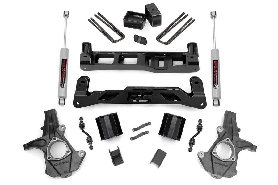 5" Rough Country Suspension Lift Kit with Strut Spacers/N3 Shocks for Chevy Silverado & GMC Sierra 1500 2WD (2014-2018 w/Stock Cast Alu or Stamped Steel Control Arms)