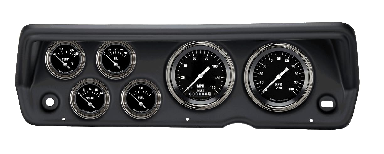 Hot Rod Classic Instruments CDDU70HR01BL Direct Fit 6 Gauge Set Compatible with 1970-1976 Duster