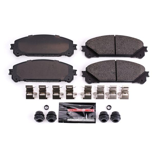Power Stop Z23-1324 Ceramic Brake Pads Front with Hardware For NX200t, NX, NX300, NX300h, NX, NX3, RX350, RX350L, RX450h, RX450hL, Avalon, Camry, Highlander, RAV4 Prime, Sienna, bZ4X [Model Specific]