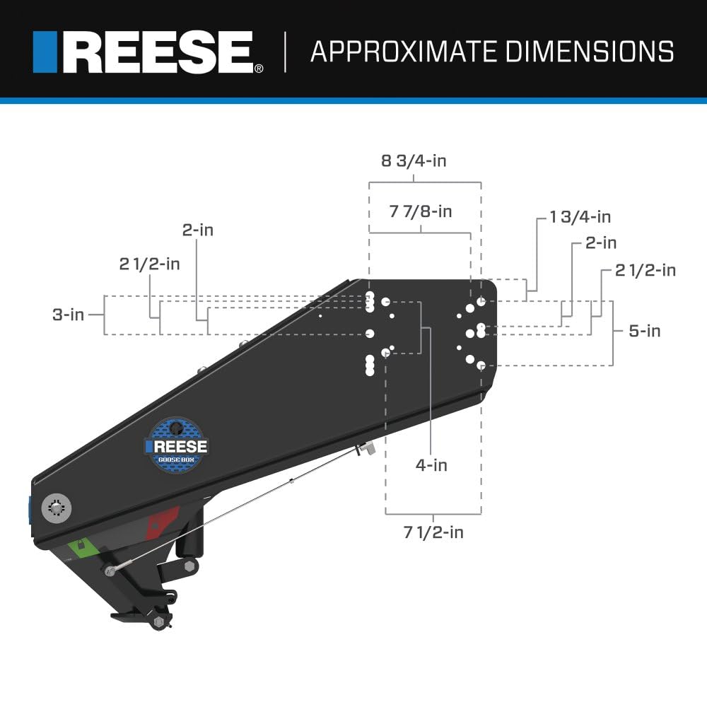 Goose Box 5th Wheel Pin Box, Reese 94920, Air Ride 20,000 lbs. Capacity, Fits Lippert (1621, 1716, 0719, Rhino), Fabex PB 600 Series