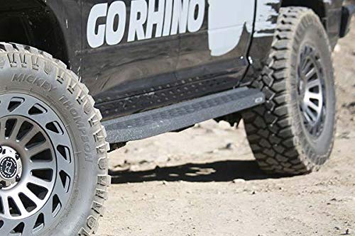 RB20 Running Boards & Brackets Go Rhino | Galvanized Steel, Textured Black | 69415587PC | Fits 2015-2024 Ford F-150 Super Crew Cab & Others (See Description)