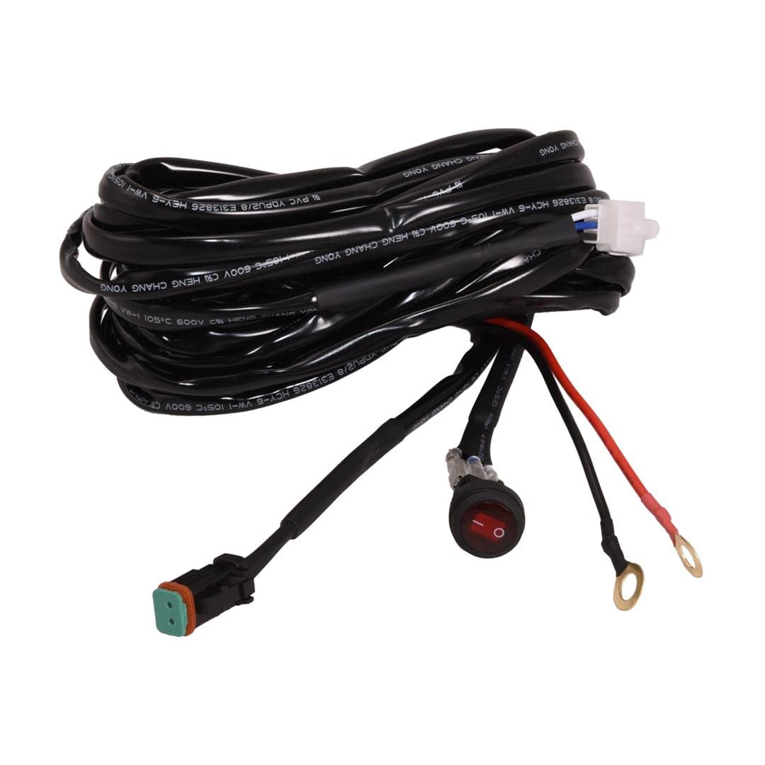Wiring Harness Replacement Fog Light for TrailFX Single Cube Single Row LED Light Bars 9.4 Foot Waterproof Deutsch Connector Rocker On/Off Switch 30A Fuse 12V Relay TrailFX WRHRNSS1