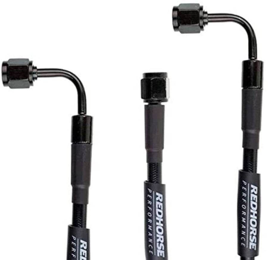 Performance Red Horse 3392-03-16 Straight -3 To 90 Degree -3 16" Pre -Assembled Brake Line -Black