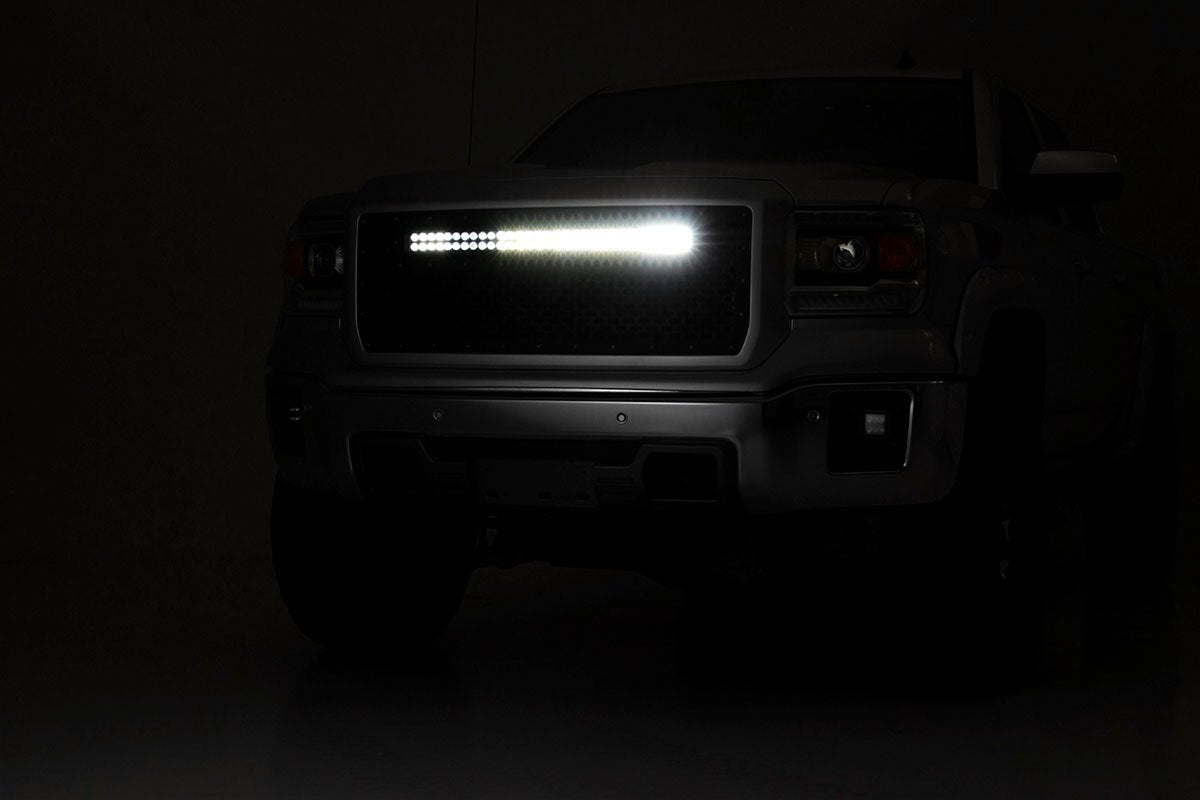 30" Rough Country Dual Row Curved LED Light Bar with White DRL - 300W, 27000 Lumen CREE LED, Spot Flood Combo Beam for Off-Road Truck, Jeep, UTV