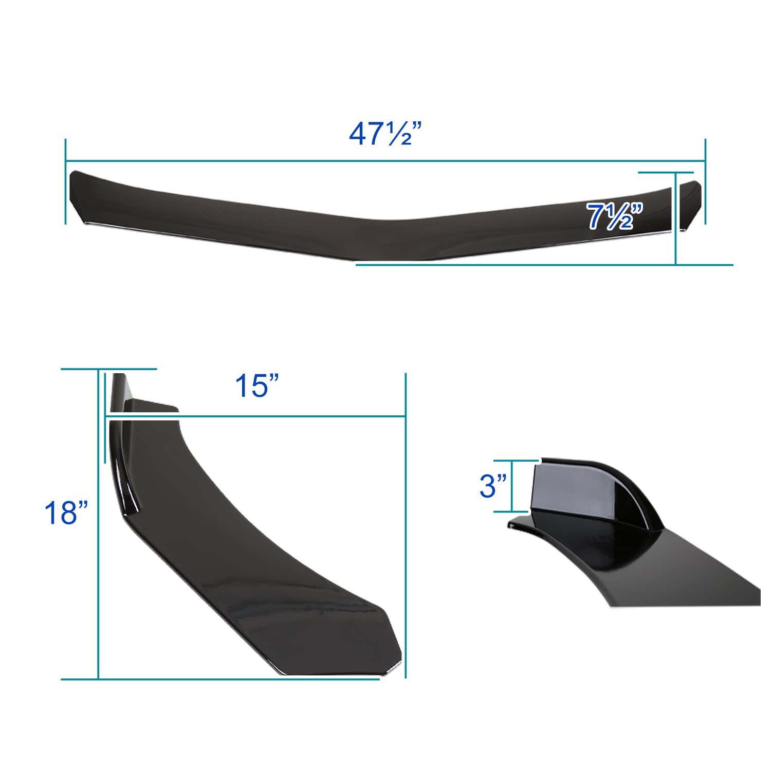 Gloss Black Spec-D Tuning Universal Front Bumper Lip Spoiler Splitter Body Kit 3PC