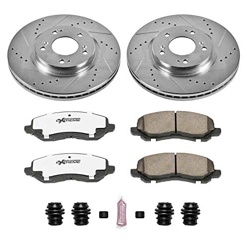 Power Stop Z26 Carbon Fiber Brake Pads K094-26 with Drilled & Slotted Brake Rotors Kit For Mitsubishi Eclipse 2006-2012, Mitsubishi Galant 2004-2009 [Model Specific]