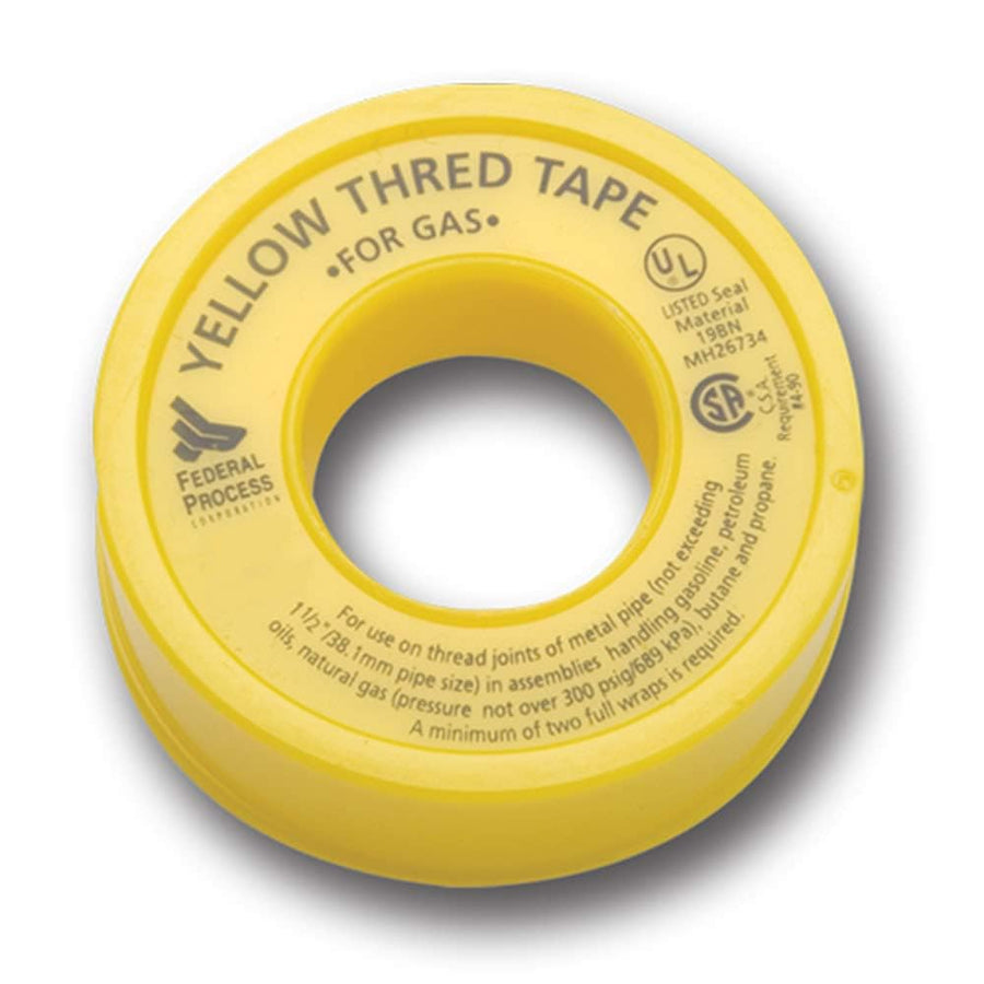 Gasoila PTFE Yellow Thread Seal Tape – Professional-Grade, 1/2 Inch x 260 Inch, High-Density Thread Tape for Gas Lines– Leak-Proof Seal, Non-Toxic