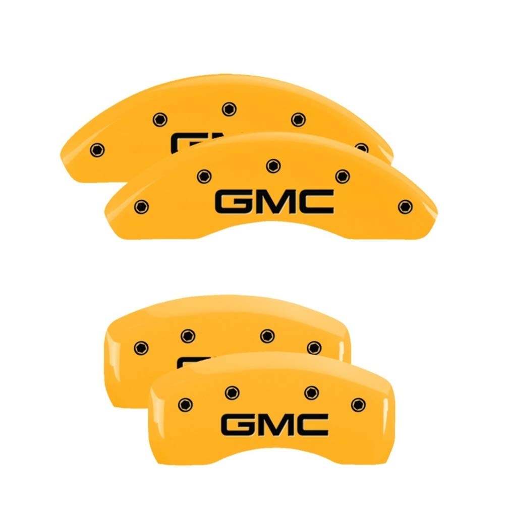 MGP 34215SGMCYL Caliper Covers Yellow Powder Coat Finish, Black Characters, Set of 4 GMC