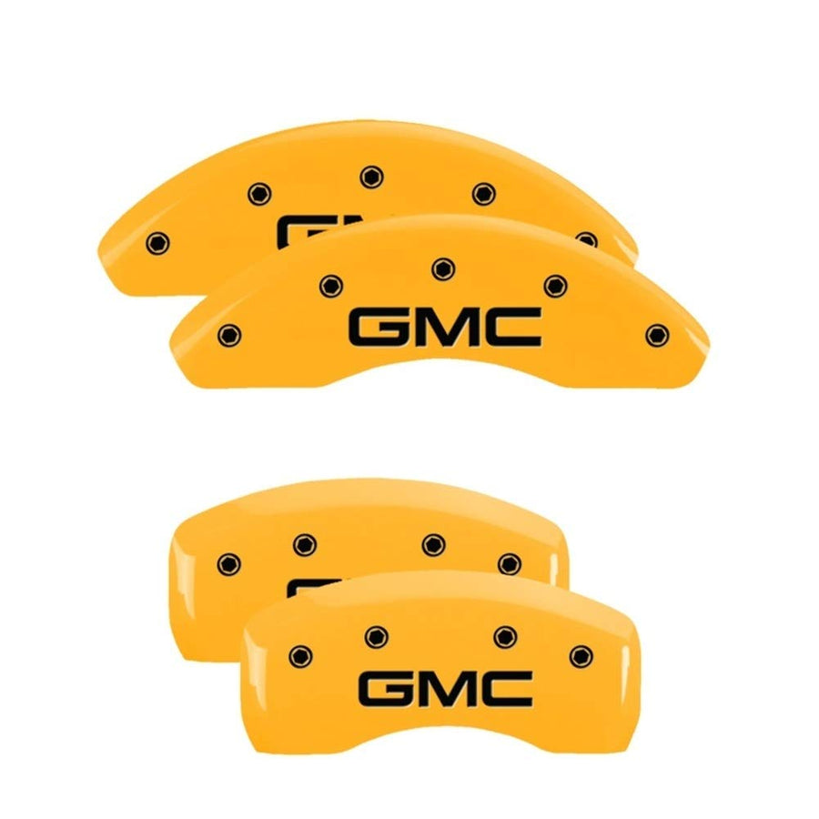 MGP 34215SGMCYL Caliper Covers Yellow Powder Coat Finish, Black Characters, Set of 4 GMC