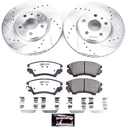 Power Stop K3031-26 Z26 Carbon Fiber Brake Pads with Drilled & Slotted Brake Rotors Kit For Chevrolet Camaro 2010-2015, Saab 9-5 2010-2011 [Model Specific]