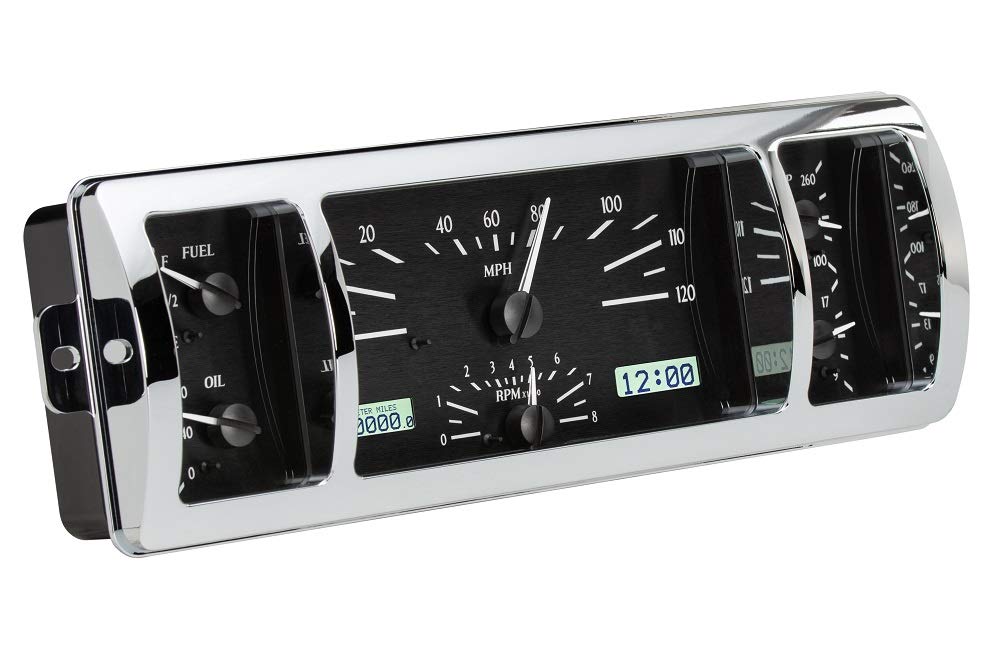 Dakota Digital VHX-40C-PU-K-W Analog Gauge Instrument System Compatible with 1940-46 Chevy Pickup Truck Black Alloy White Backlighting