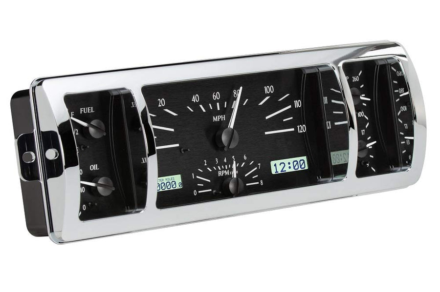 Dakota Digital VHX-40C-PU-K-W Analog Gauge Instrument System Compatible with 1940-46 Chevy Pickup Truck Black Alloy White Backlighting