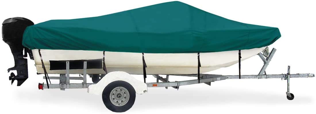 Trailerite Semi-Custom Boat Cover for Modified Tri-Hull Boats with Outboard Motor - Taylor Made Products Includes Motor Hood, Teal (14'5" - 15'4" CL x 72" B)
