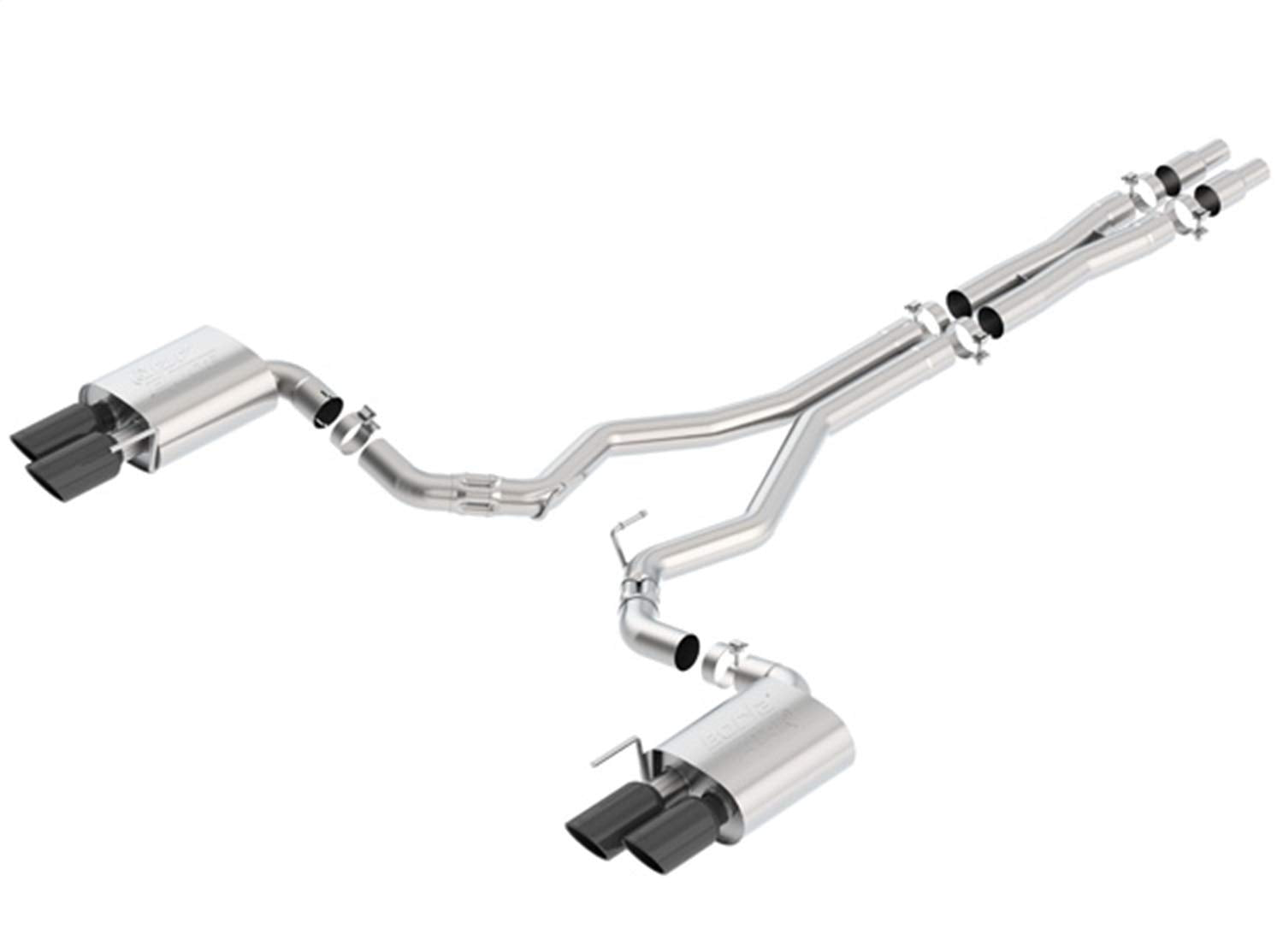 5.0L MUSTANG GT '18 AT/MT RWD 2DR 3.00" ATAK" W/O VALVES D RD RL AC SR TIP: 4.00" RD X 8.00" & 4.00" RD X 9.00" BLACK CHROME