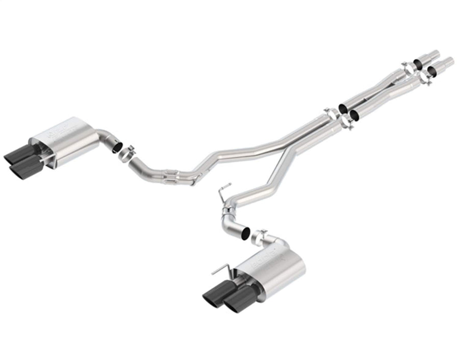 5.0L MUSTANG GT '18 AT/MT RWD 2DR 3.00" ATAK" W/O VALVES D RD RL AC SR TIP: 4.00" RD X 8.00" & 4.00" RD X 9.00" BLACK CHROME