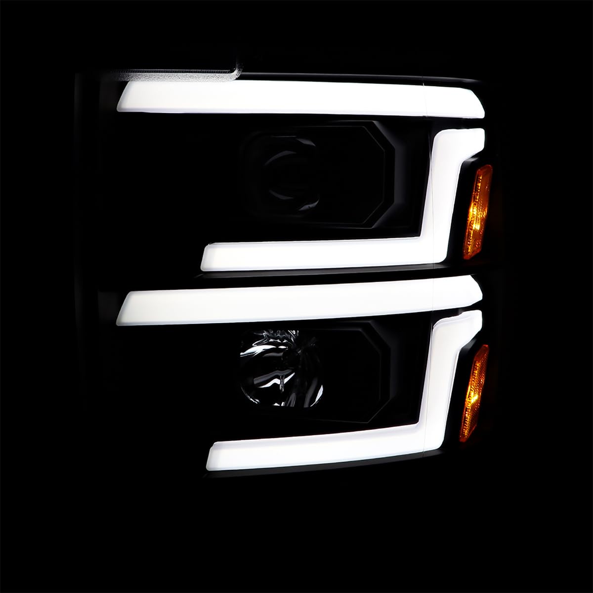 Black Projector Headlights SPEC-D TUNING w/Sequential Switchback LED Signal Lamps Compatible with 2015-2019 Chevy Silverado 2500HD 3500HD