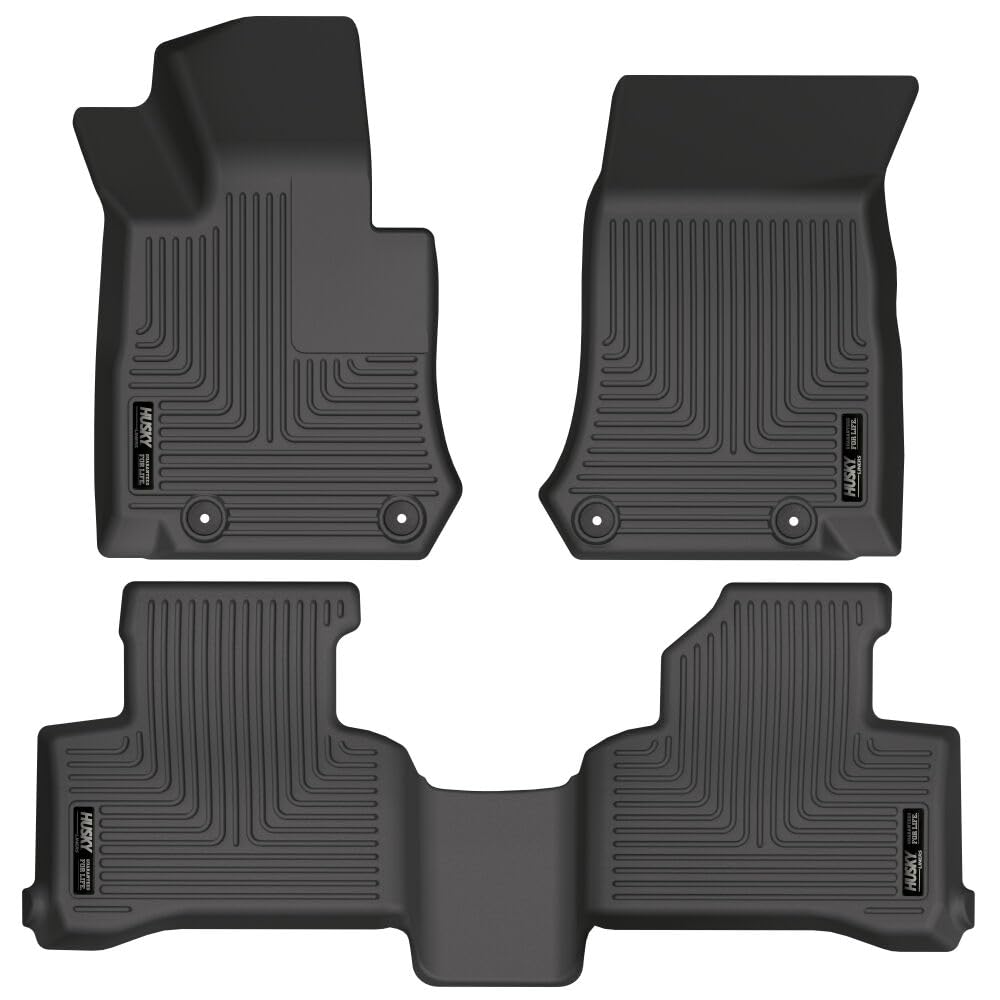 Weatherbeater Husky Liners Floor Mats | Fits 2017-2022 Mercedes-Benz GLC300 | Front & 2nd Row, 3-pc Black - 99391