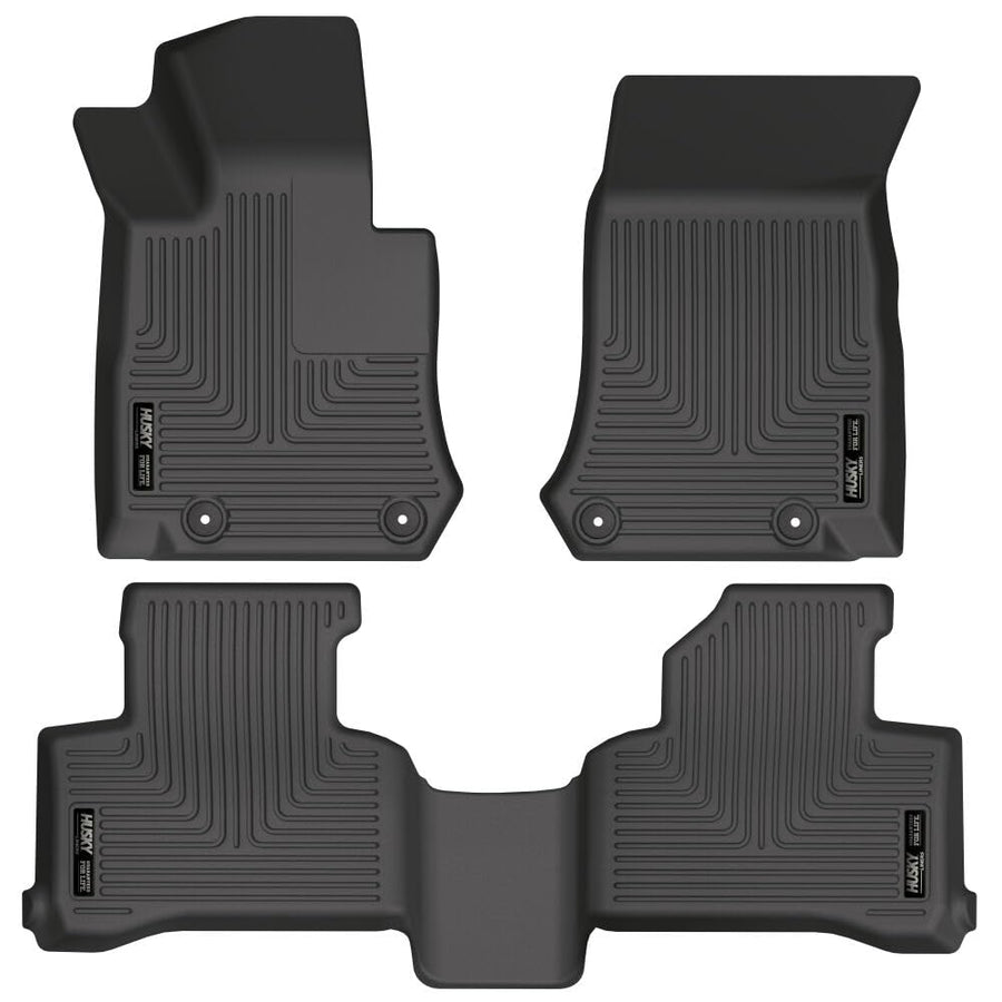 Weatherbeater Husky Liners Floor Mats | Fits 2017-2022 Mercedes-Benz GLC300 | Front & 2nd Row, 3-pc Black - 99391