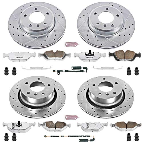 Power Stop K873-26 Z26 Carbon Fiber Brake Pads Front and Rear with Drilled & Slotted Brake Rotors Kit For BMW Z4 2003-2008 [Model Specific]