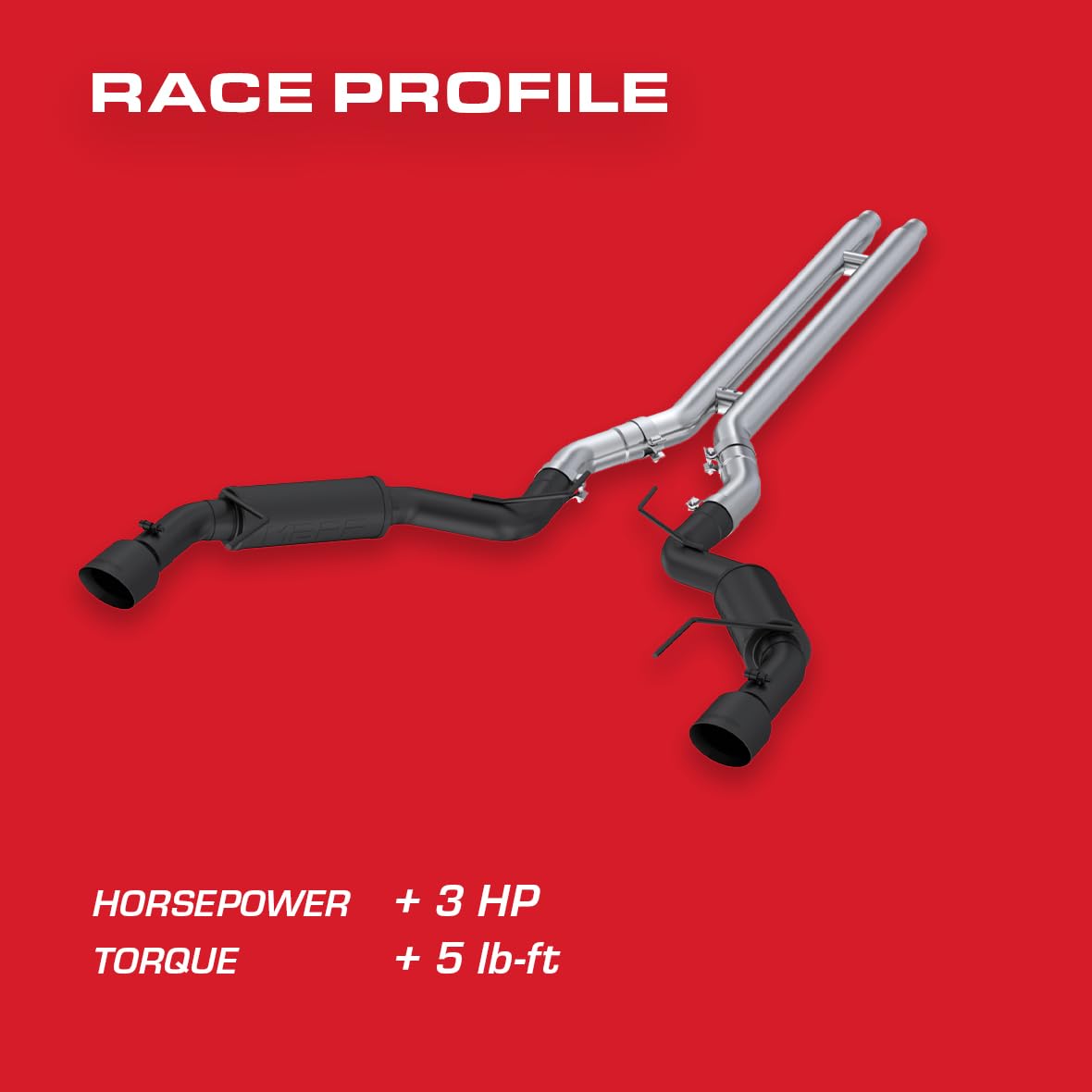 3" MBRP Cat Back, Dual Split Rear, Race Version Exhaust System with 4.5" Tips (Black Coated)