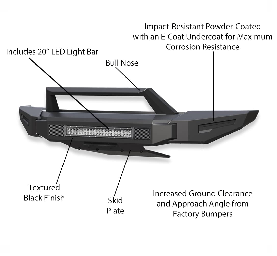 Heavy Duty Black Horse Armour II Modular Front Bumper Kit Matte Black Compatible with 2015-2017 Ford F-150-AFB-F116-K1