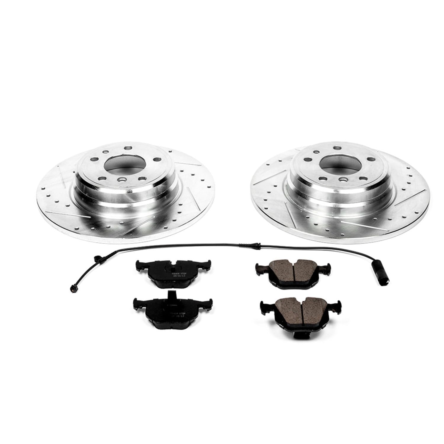 Power Stop K5711 Z23 Rear Carbon Fiber Brake Pads with Drilled & Slotted Brake Rotors Kit For BMW 740i 1995, BMW 740i 1997-2001, BMW 740iL 1995-2001 [Model Specific]