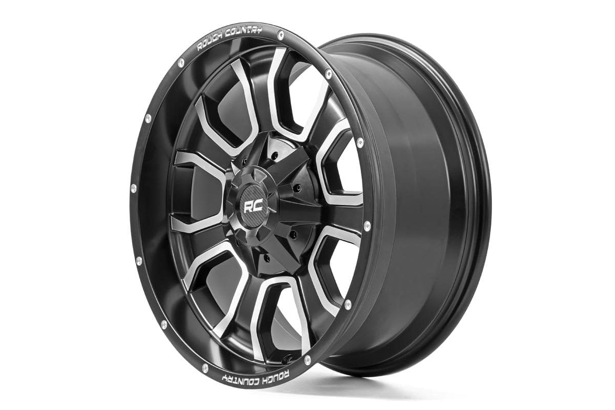 One-Piece Rough Country 93 Series Aluminum Wheel - 20x10, 6x5.5"/6x135mm Bolt Pattern, +0mm Offset, Matte Black