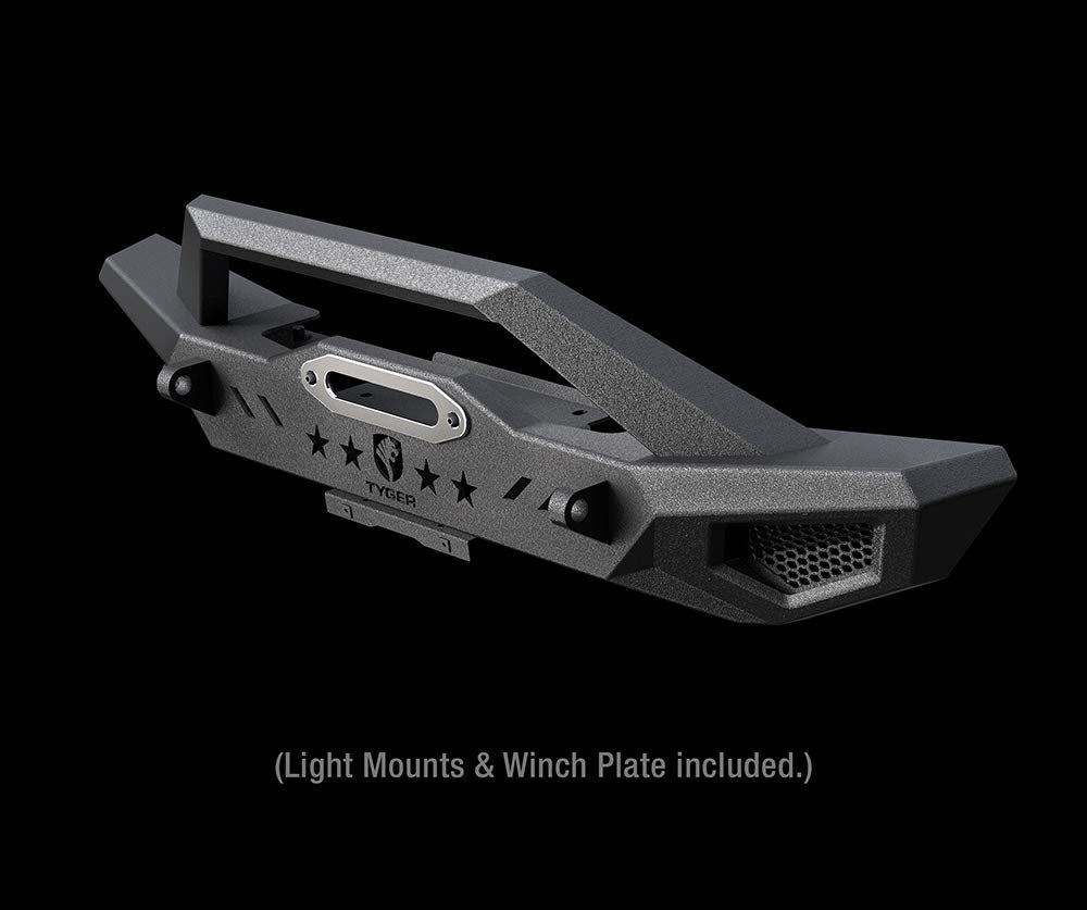 Tyger Auto Front Bumper Kit TG-BP6J85368 with Winch Plate D-Ring Mount Compatible with 1987-2006 Jeep Wrangler TJ/YJ | Textured Black | Rock Crawler