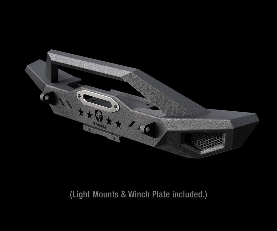 Tyger Auto Front Bumper Kit TG-BP6J85368 with Winch Plate D-Ring Mount Compatible with 1987-2006 Jeep Wrangler TJ/YJ | Textured Black | Rock Crawler