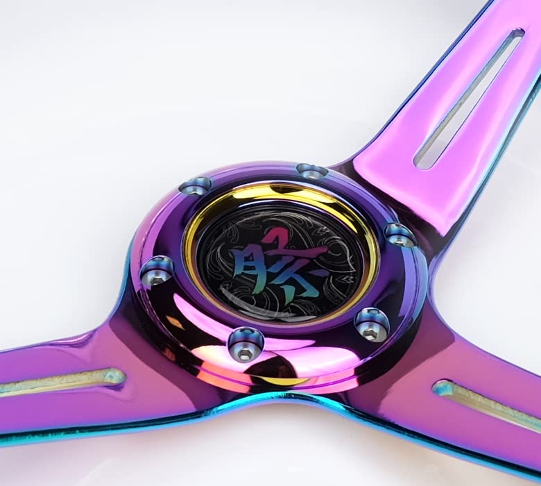 NRG Innovations Reinforced Steering Wheel NRG-RST-027MC-CL 350mm 2" Deep Dish Clear Acrylic and NeoChrome Spoke Finish with Slits