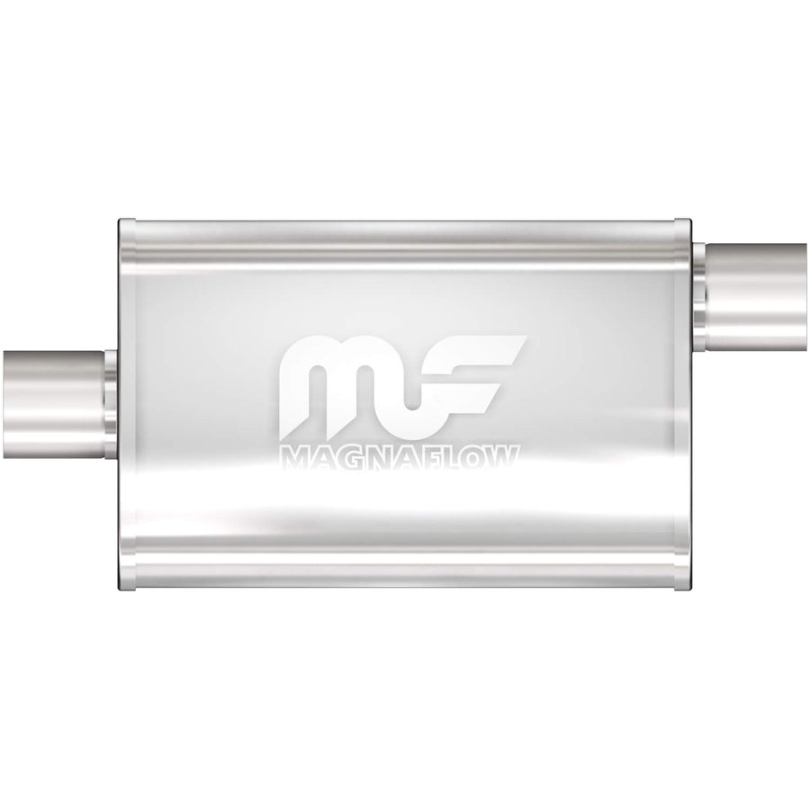 Performance MagnaFlow Exhaust Muffler 14329: 3"/3" Inlet/Outlet, 4x9x14" Oval, Stainless Steel, Brushed Finish