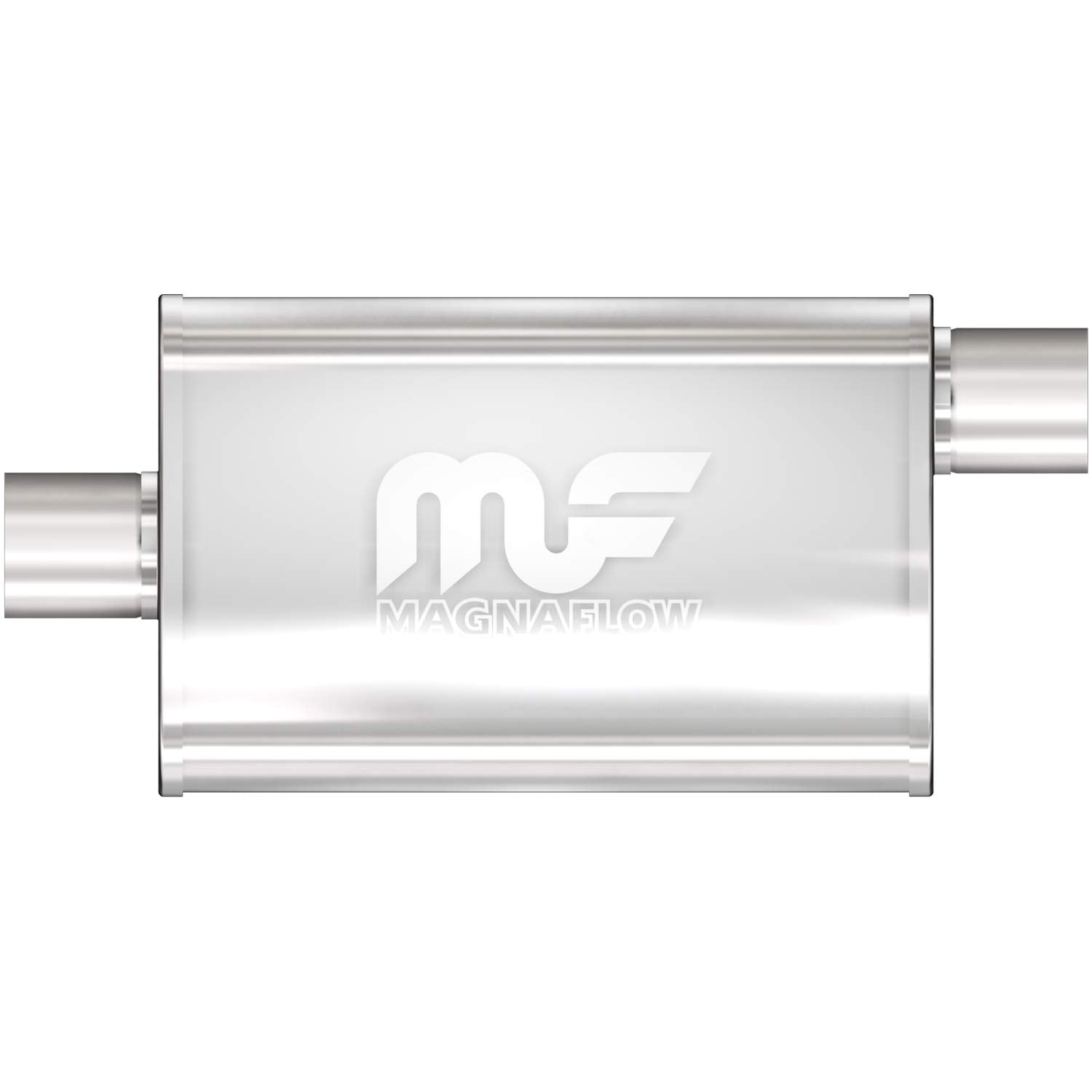 Performance MagnaFlow Exhaust Muffler 14326: 2.5"/2.5" Inlet/Outlet, 4x9x14" Oval, Stainless Steel, Brushed Finish