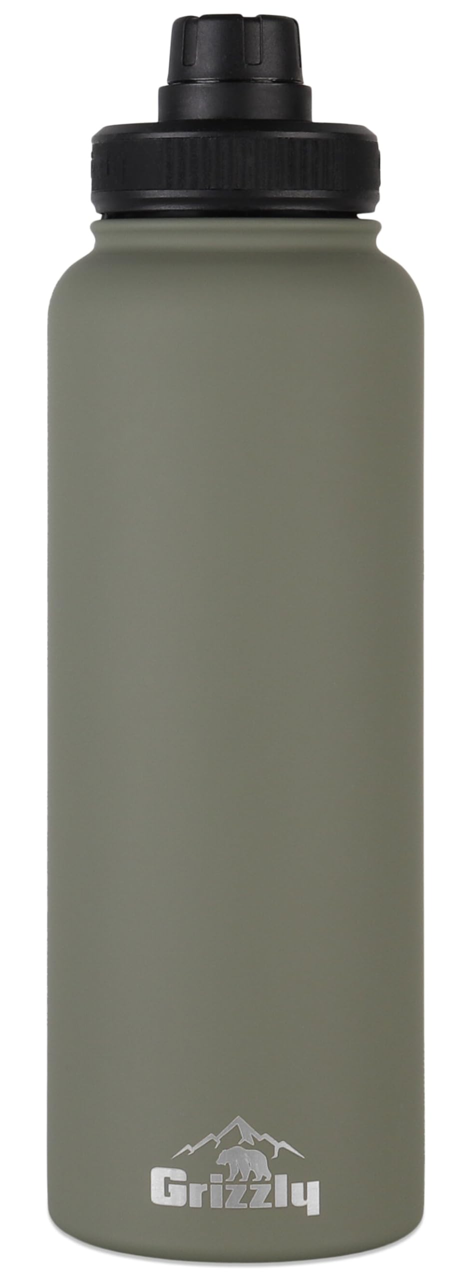 40oz Grizzly Water Bottle | Vacuum Insulated | Leak Resistant Lid | Stainless Steel | For Gym Hiking Beach Sports Camping | Lunar Green