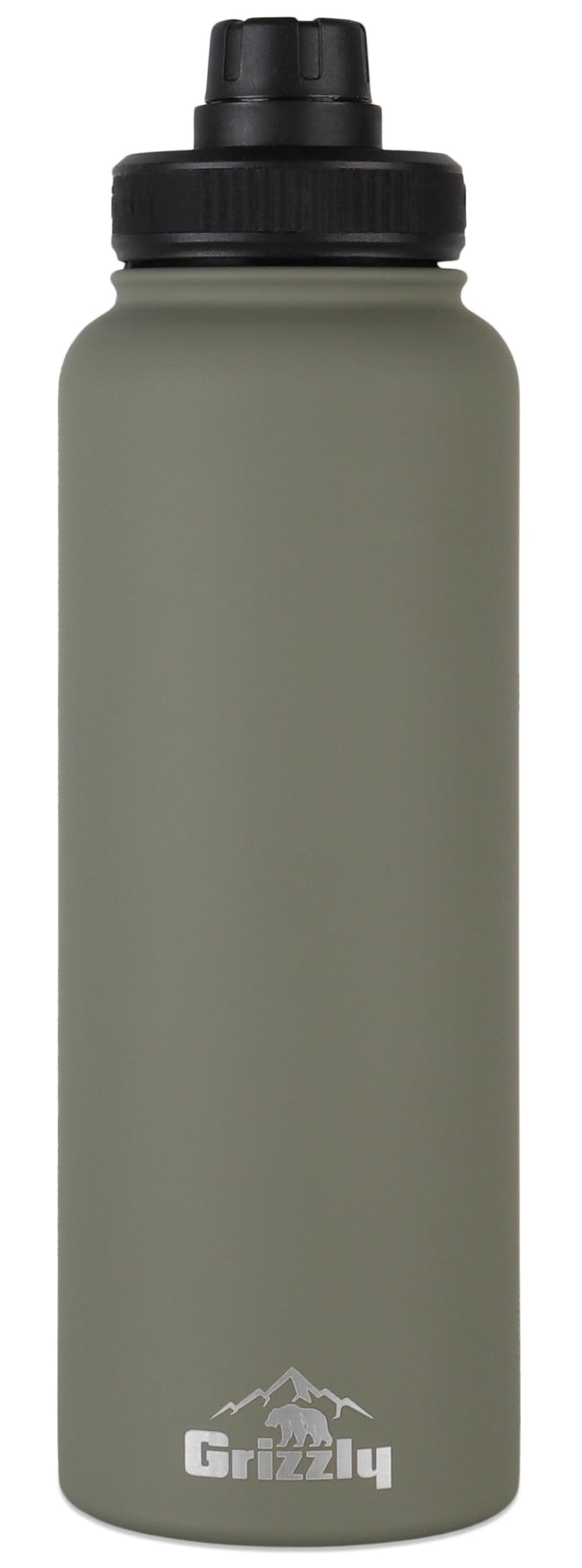 40oz Grizzly Water Bottle | Vacuum Insulated | Leak Resistant Lid | Stainless Steel | For Gym Hiking Beach Sports Camping | Lunar Green