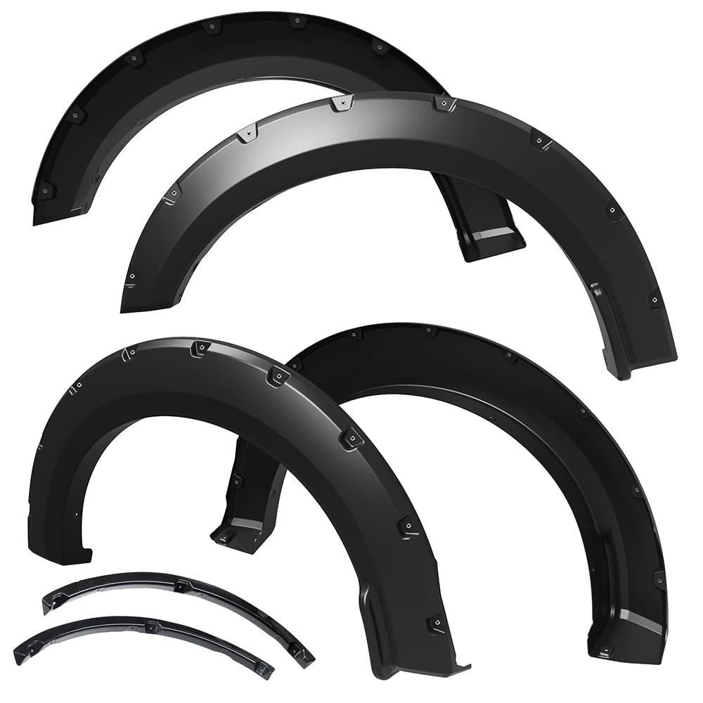 Tyger Auto Fender Flare 2018-2020 Compatible with Ford F-150, Smooth Textured Black Paintable Bolt-Riveted Style 4pc | TG-FF8F4378